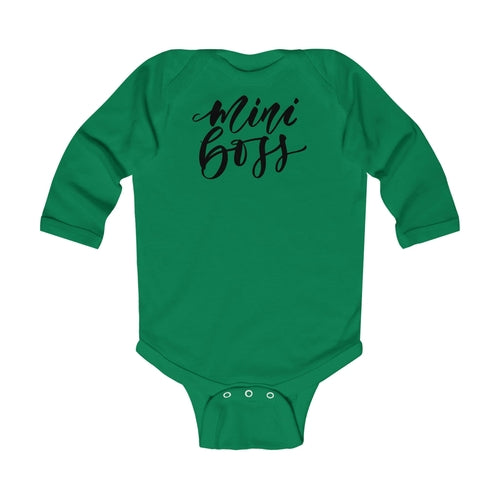 Infant Long Sleeve Bodysuit,  Mini Boss Print