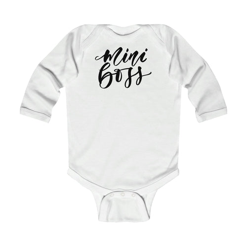 Infant Long Sleeve Bodysuit,  Mini Boss Print